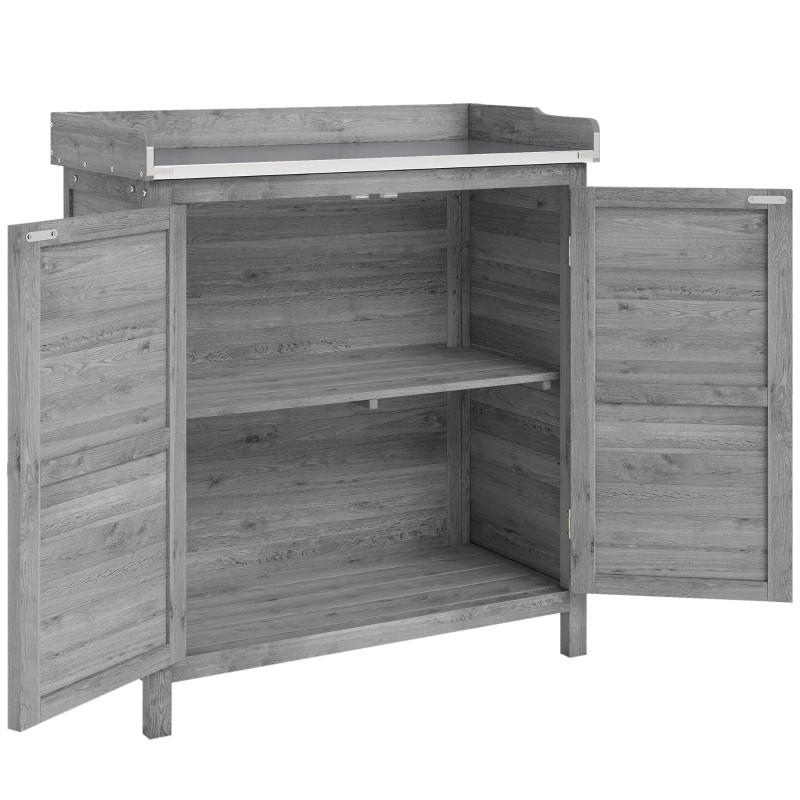 GARTENSCHRANK Pflanztisch Grau - Grau, Metall (40/92/83cm) - ComfortXL