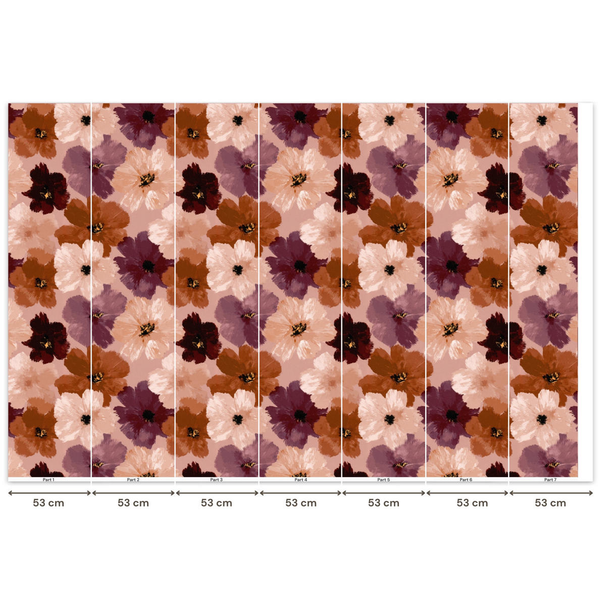 TAPETE - Blumen - Abstrakt - Erdtöne - 350x240 cm - Multicolor, Papier (350/240cm) - OnlyWow