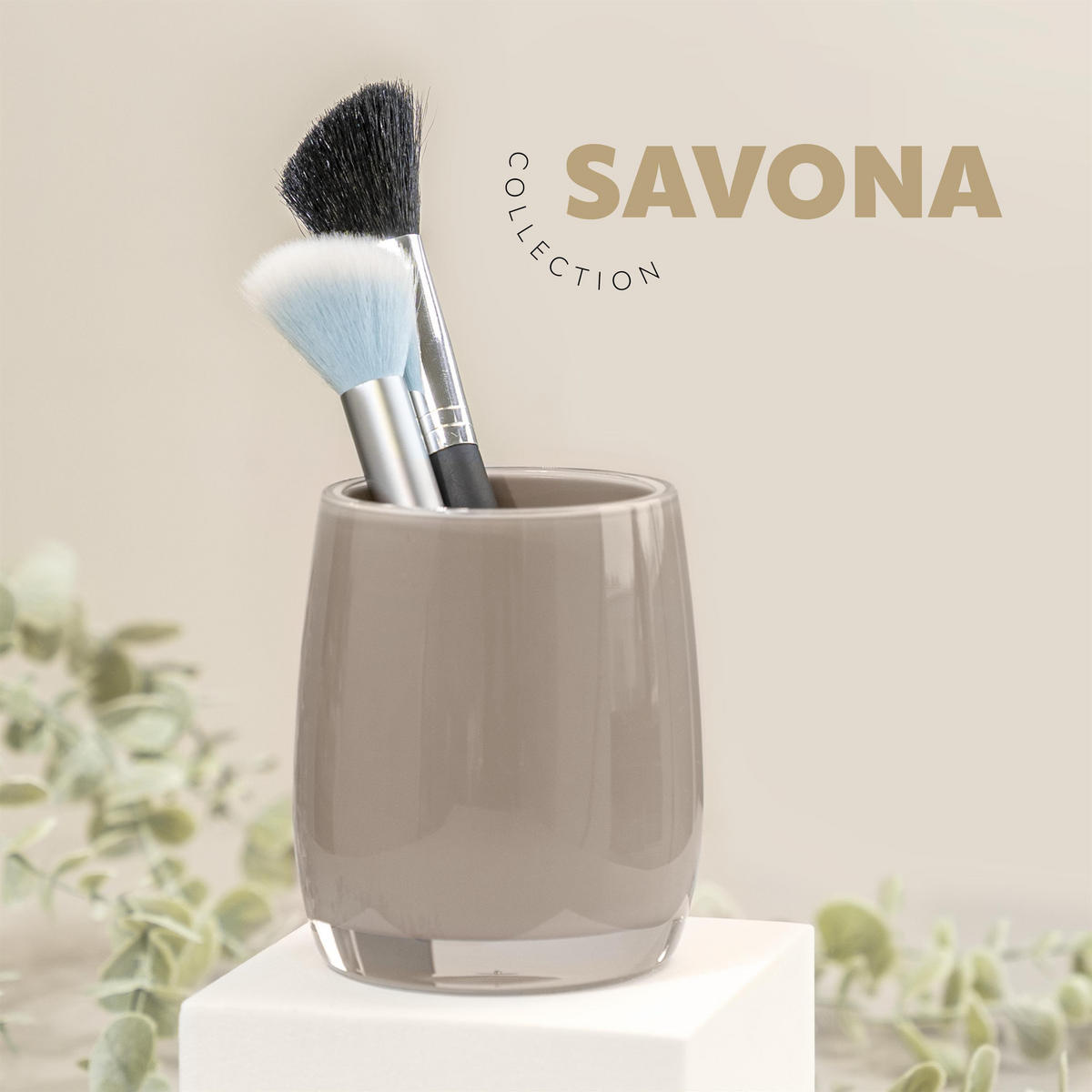 ZAHNPUTZBECHER SAVONA, braun - Cappuccino, Kunststoff (8/9.5/8cm) - bremermann