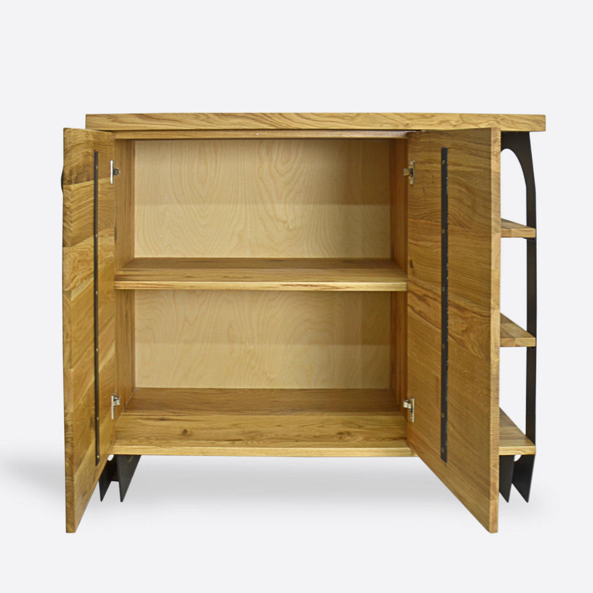 HOLZKOMMODE mit Regalen aus Massivholz für das Wohnzimmer WALT - Eichefarben, Holz (120/100/45cm) - Rawood Furniture