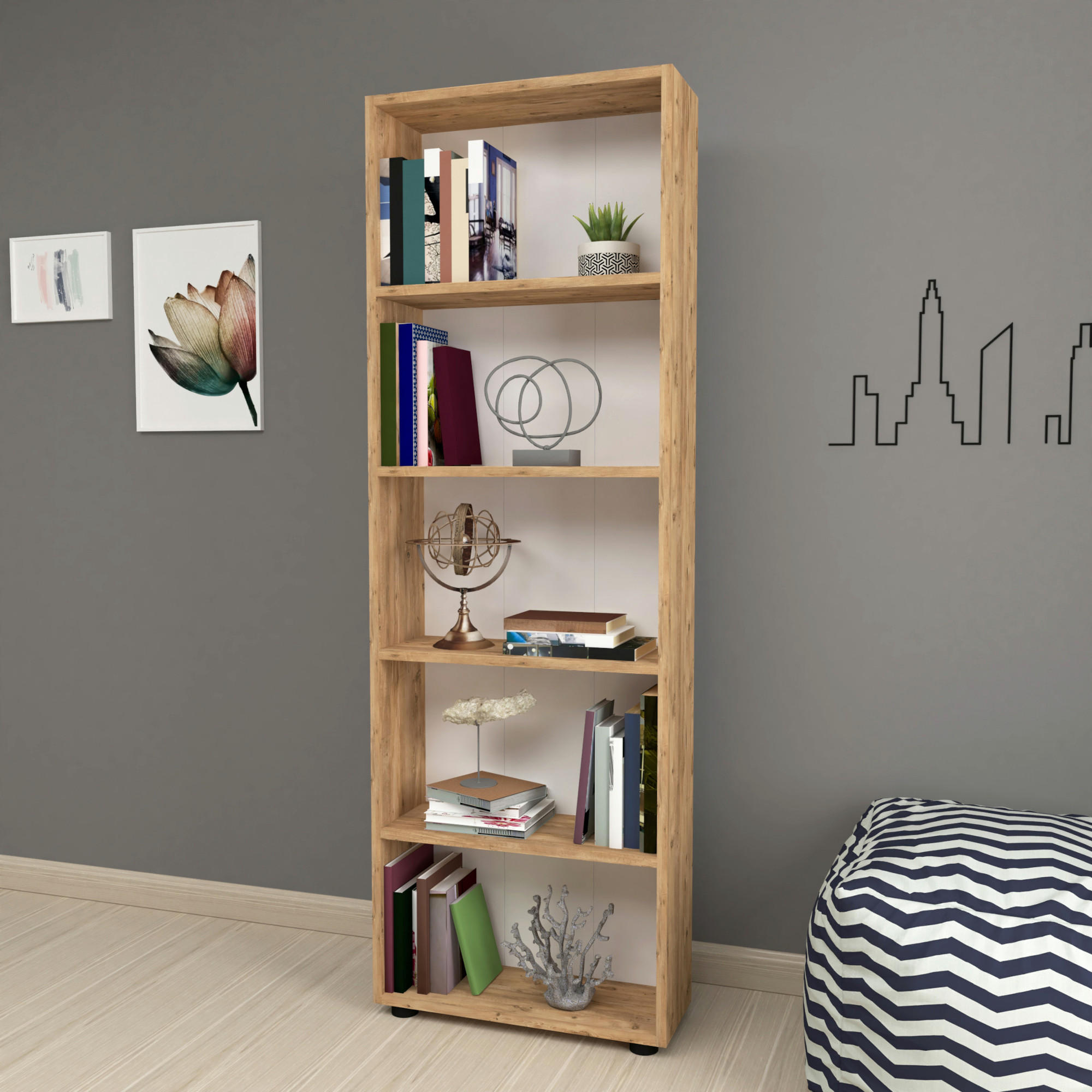 BÜCHERREGAL Vara - Eichefarben, Holzwerkstoff (55/172/20cm) - [en.casa]