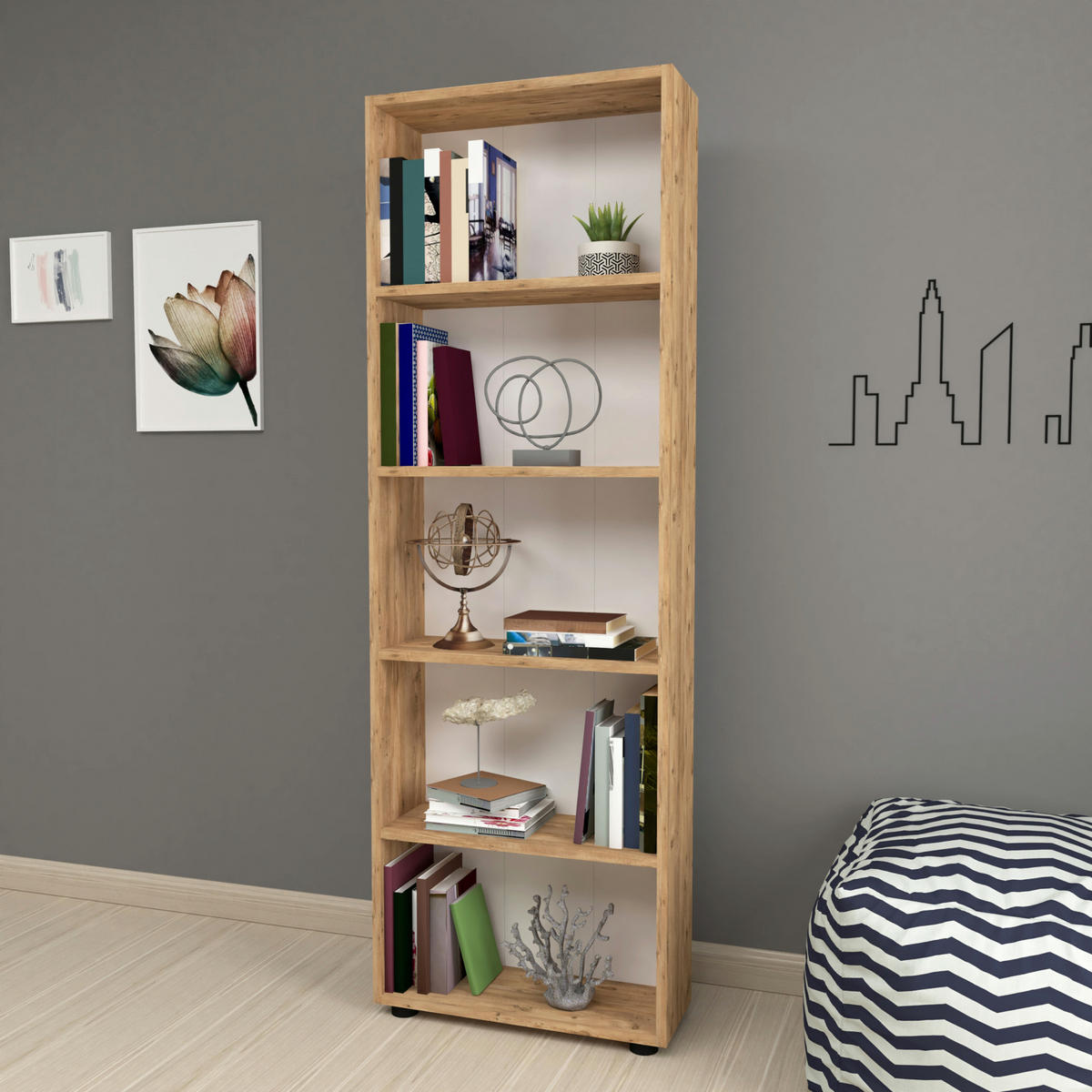 BÜCHERREGAL Vara - Eichefarben, Holzwerkstoff (55/172/20cm) - [en.casa]