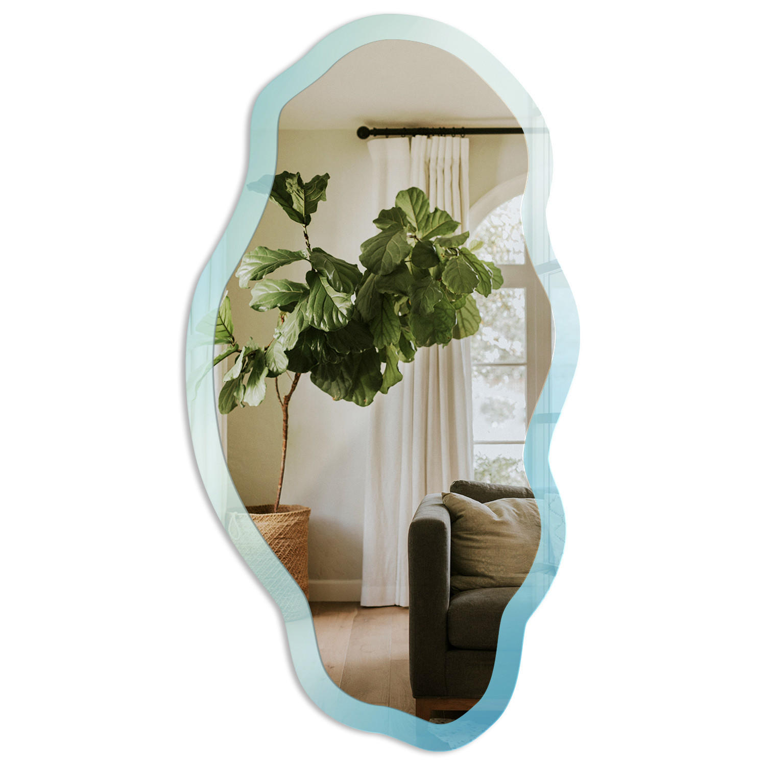SPIEGEL 90x45 cm asymmetrisch mit Druck - Himmlischer Traum - Transparent, Glas (45/90/0.4cm) - TULUP