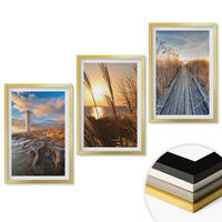 WANDBILDER 3er Set - 40x60 cm Goldrahmen - Leuchtturm-Grassteg - Goldfarben, Kunststoff (40/60cm) - ArtPrintCave