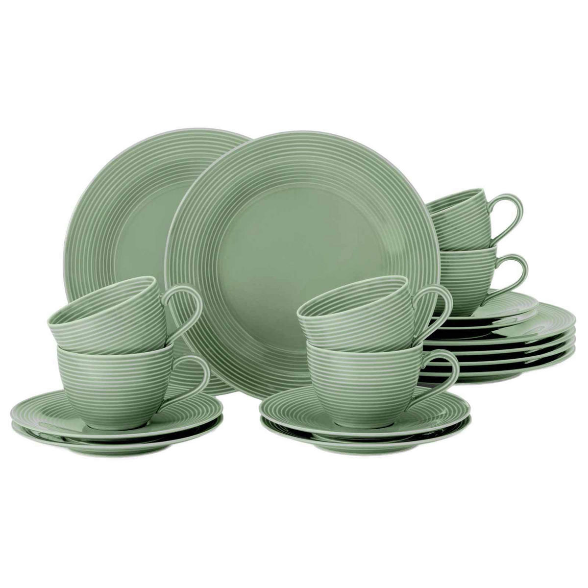KAFFEESERVICE Beat Color Glaze Salbeigrün 18er Set - Grün, Keramik (24/18.1/43cm) - Seltmann Weiden