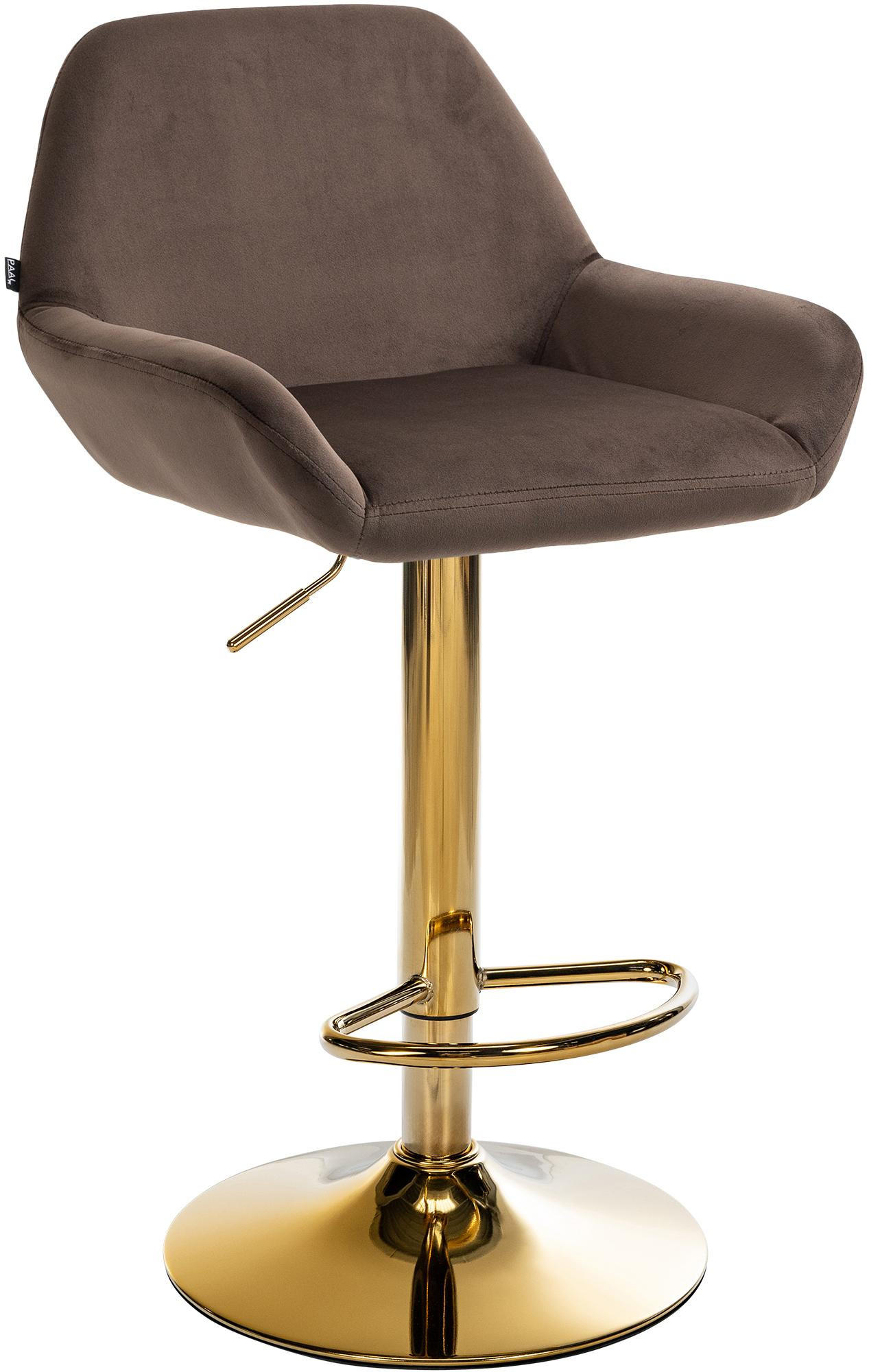 BARHOCKER Samt braun - Goldfarben/Braun, Textil/Metall (51/89/52cm) - CLP