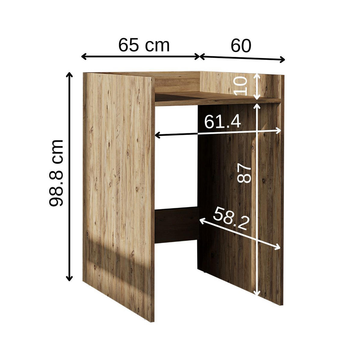 WASCHMASCHINENSCHRANK DERIN-I 65cm Breit, 99cm Hoch - Eichefarben, Holzwerkstoff (65/99/60cm)