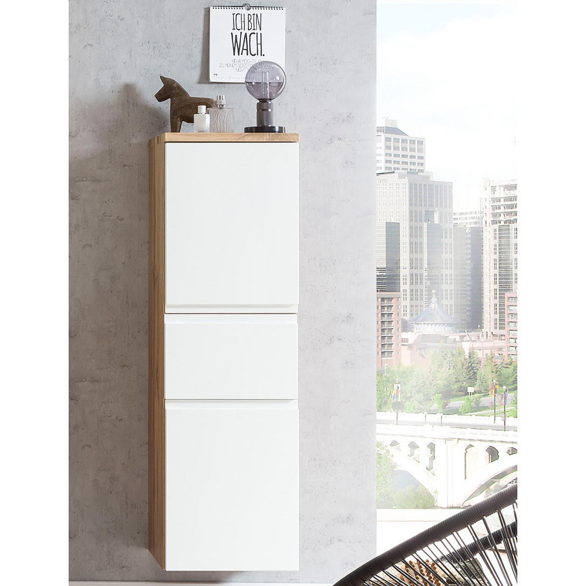 BADMÖBEL-SET 3-TLG. Vasto-03 - Weiß, Holzwerkstoff (135/200/47cm) - Lomado