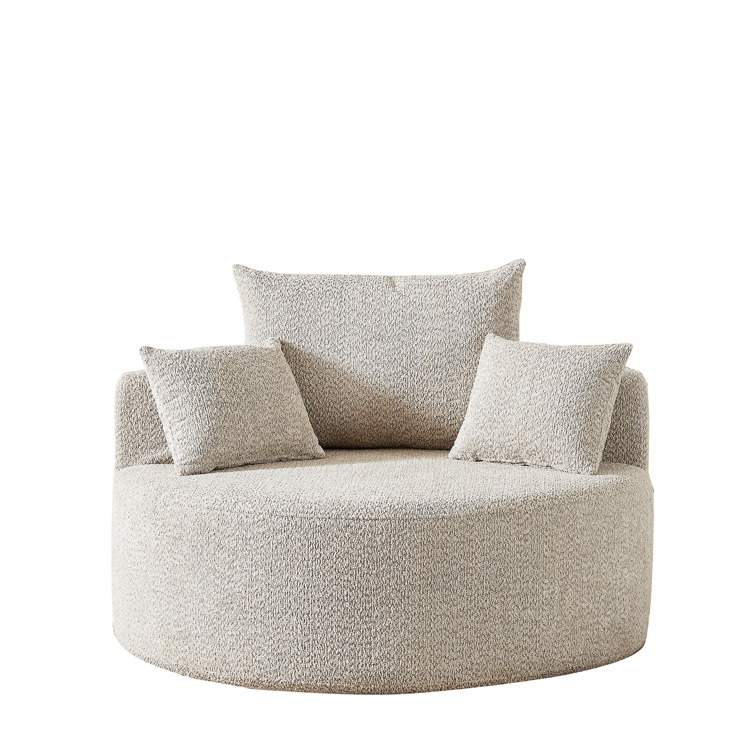 EINZELSESSEL aus Chenille in Khaki – rundes Cloud-Design & ohne Montage - Schlammfarben, Textil (127/85/127cm) - Urban Meuble