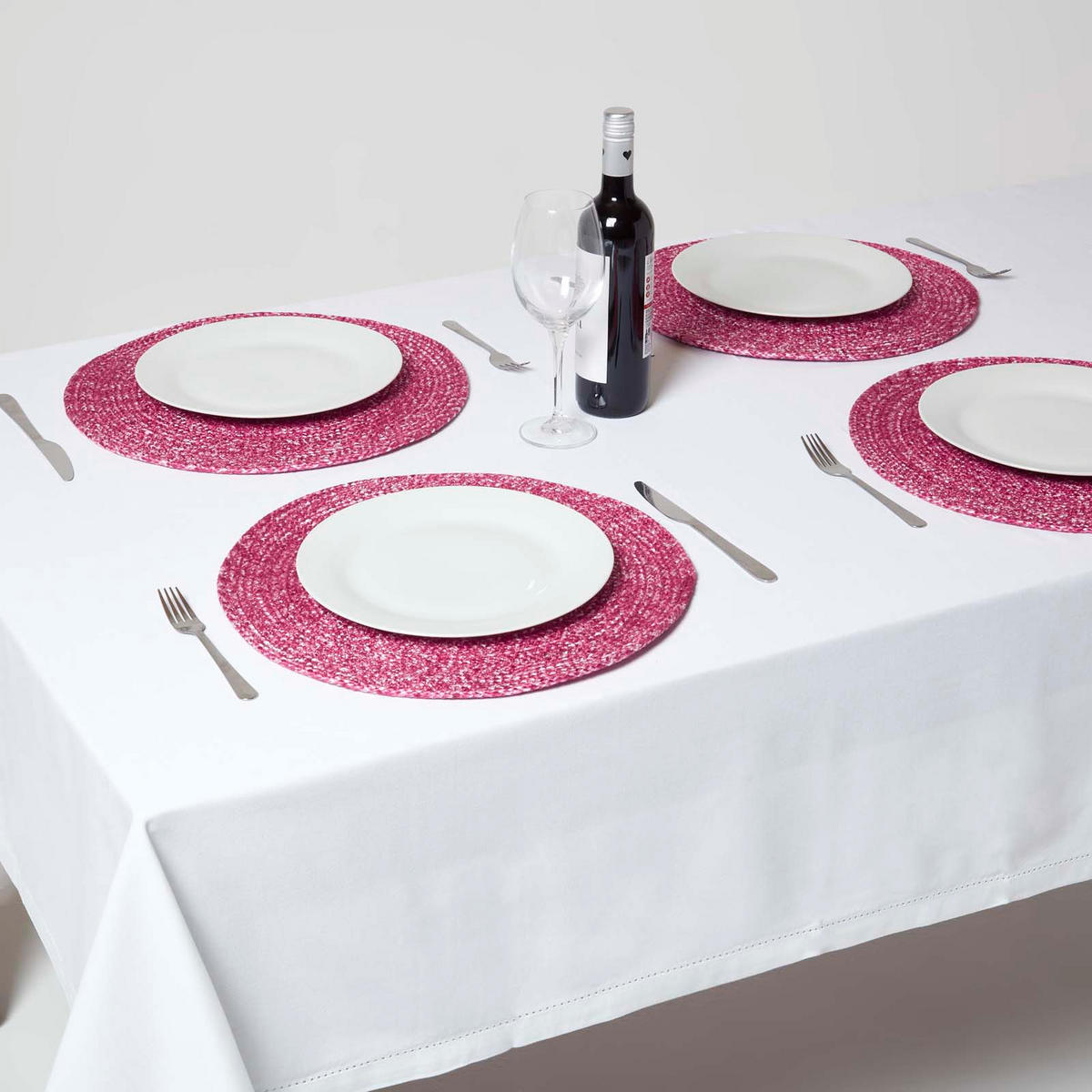 TISCHSET pink im 4er-Set, Platzsets rund geflochten, 40 cm - Pink, Textil (40/40cm) - Homescapes