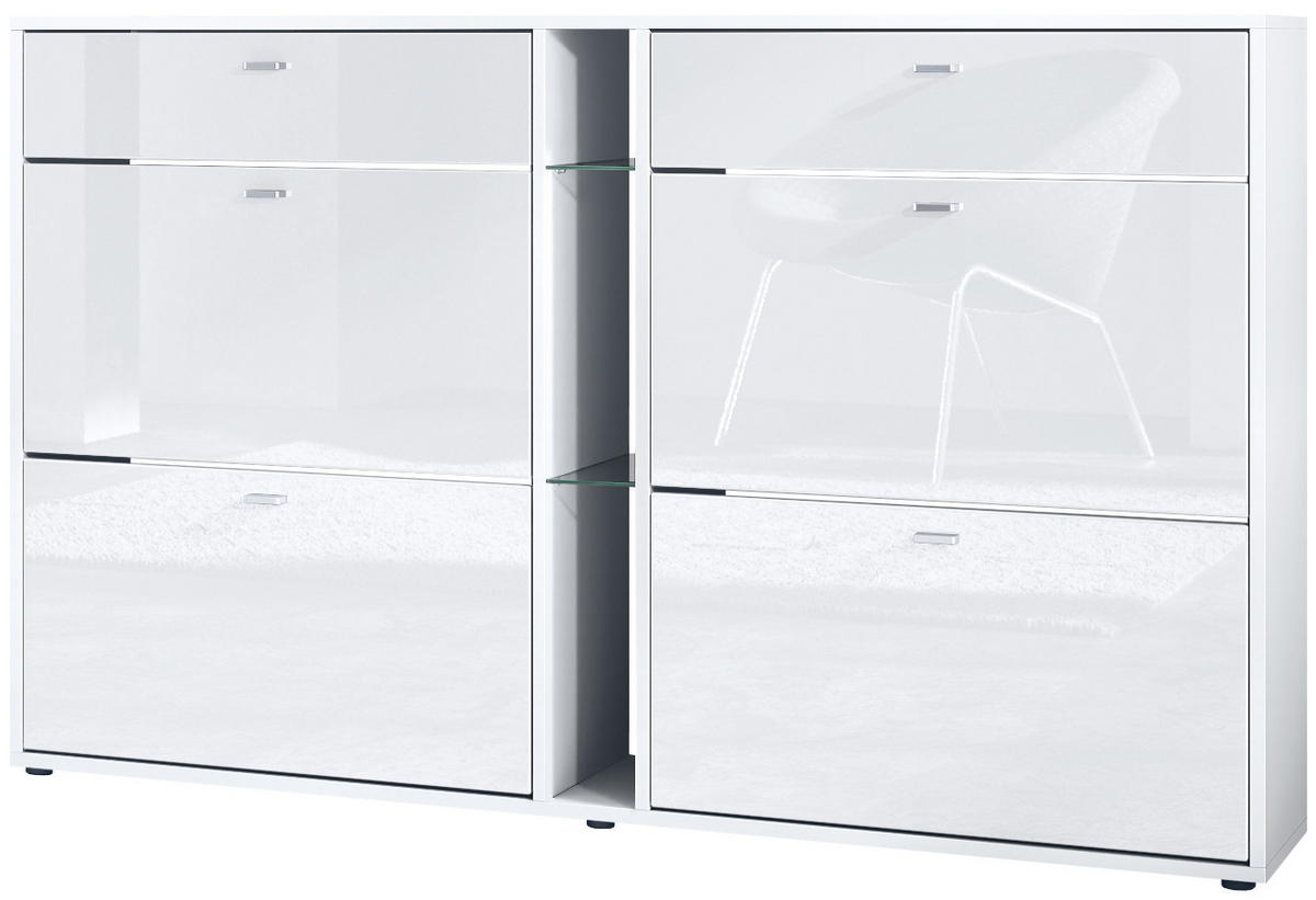 SCHUHSCHRANK Today Fronten in Weiß Hochglanz - Weiß Hochglanz, Holzwerkstoff (155.5/95/28cm) - Vladon