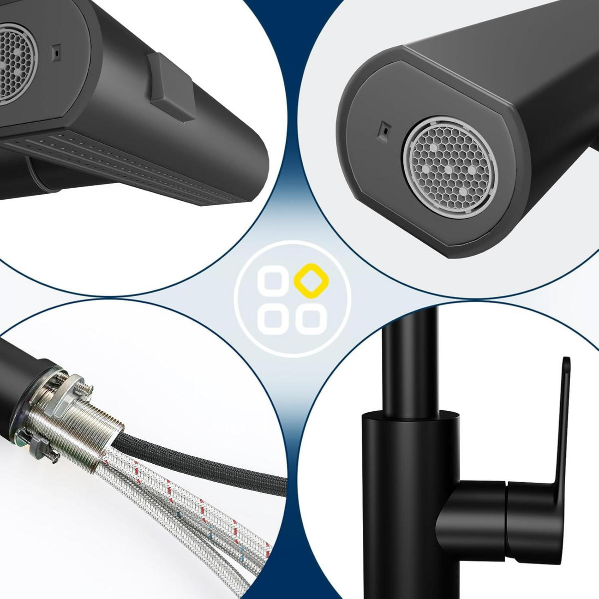 WASCHTISCHARMATUR Mareussa 23/14/28 cm - Schwarz, Metall (23/14/28cm) - ZMH