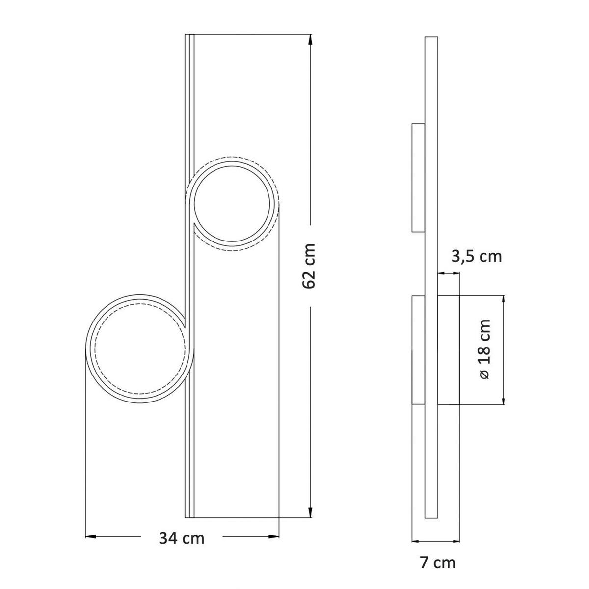 WANDLEUCHTE Celi, Schwarz, 62cm - Schwarz, Metall (34/62/62cm) - KOSILUM