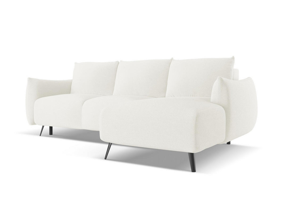 ECKSOFA mit Schlaffunktion Chenille Stoff Weiß - Schwarz/Weiß, Textil/Metall (242/162cm) - Makamii
