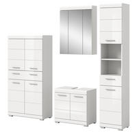 BADMÖBEL-SET weiß Hochglanz 4-teilig 200 cm, Komplettset mit viel Stauraum - Weiß Hochglanz, Glas/Holzwerkstoff (200/191/34cm) - Inn.Furn