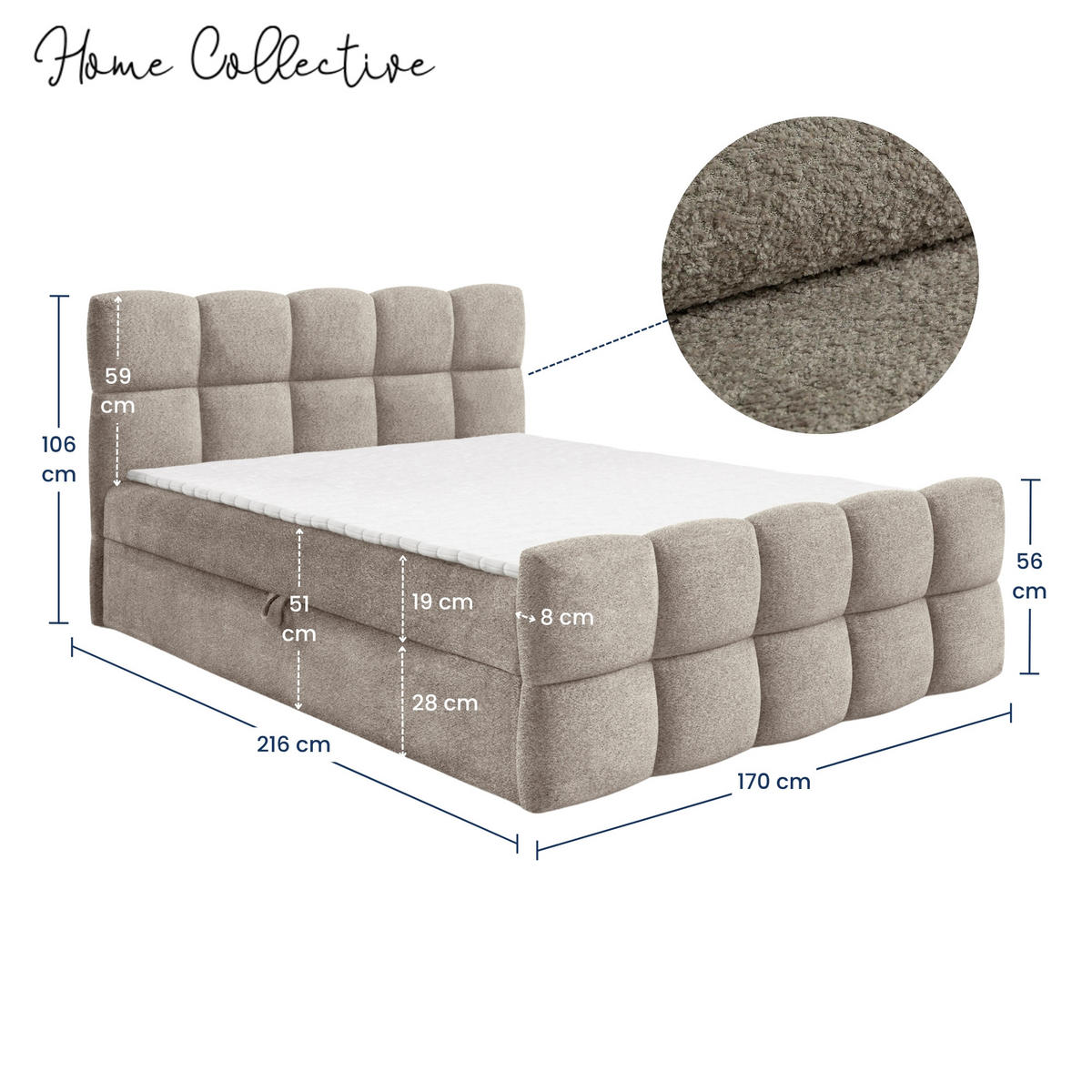 BOXSPRINGBETT mit zwei Stauräumen 160x200 cm in Beige - Beige, Textil (160/200cm) - Home Collective