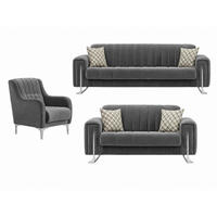SITZGARNITUR Kochi, Grau Stellvariante 3+2+1 - Grau, Holzwerkstoff/Metall (243/85/95cm)