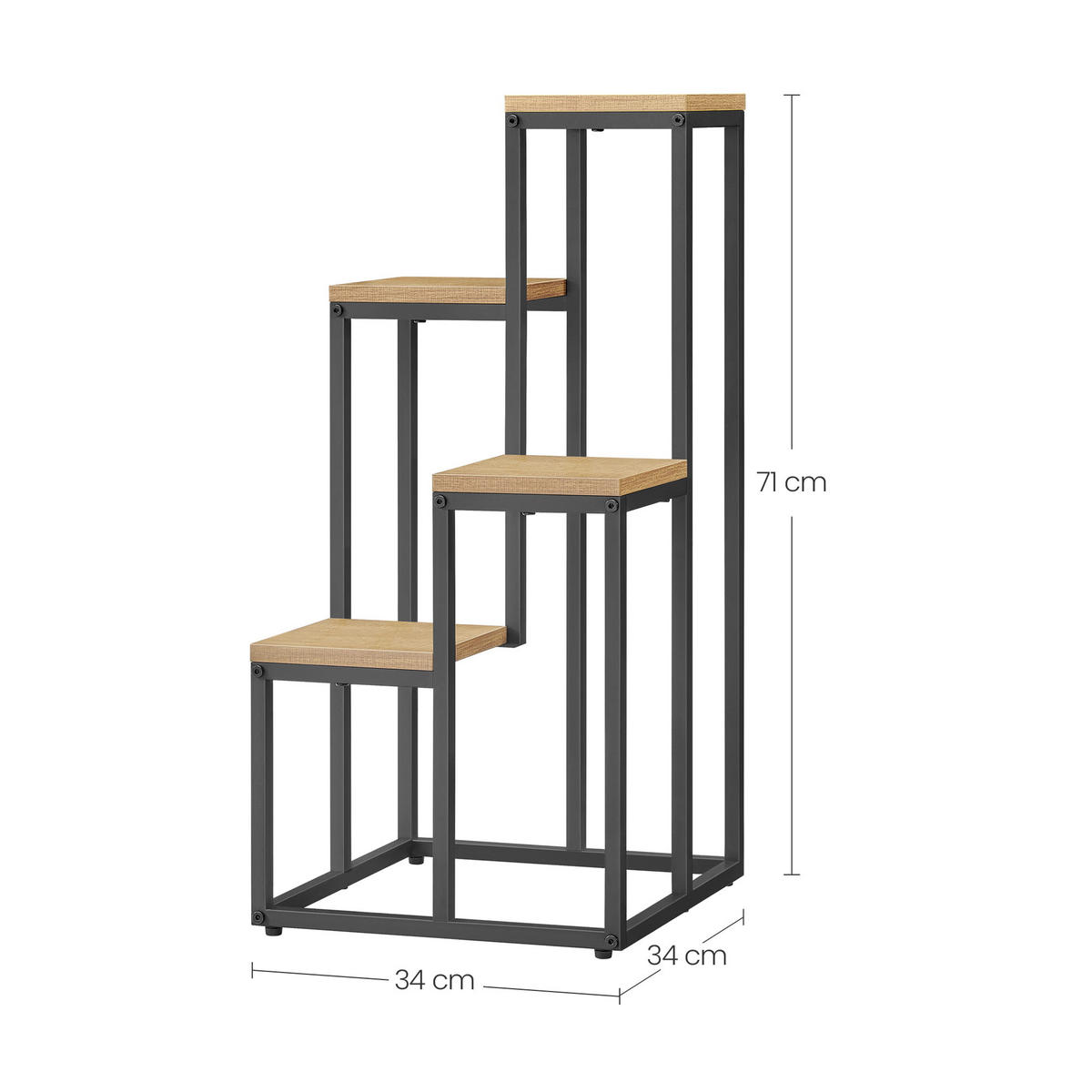 BLUMENSTÄNDER - Eichefarben/Schwarz, Metall (34/34/71cm) - Mat-Haus