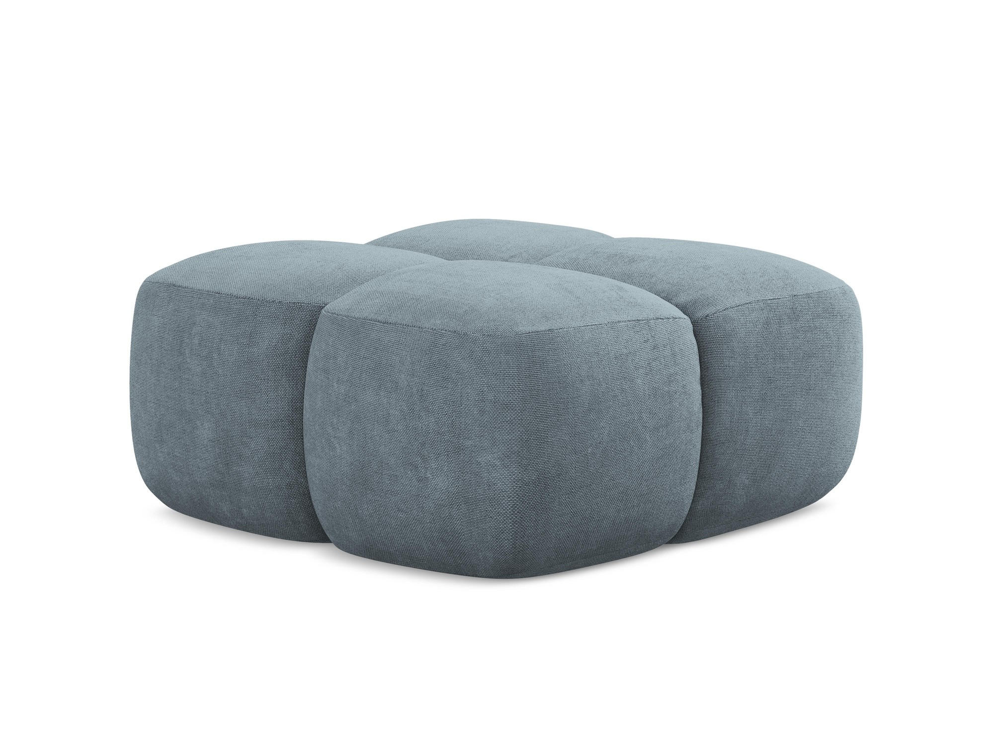 POUF Chenille Stoff Blau - Pastellblau/Schwarz, Holzwerkstoff/Kunststoff (90/39/90cm) - Makamii