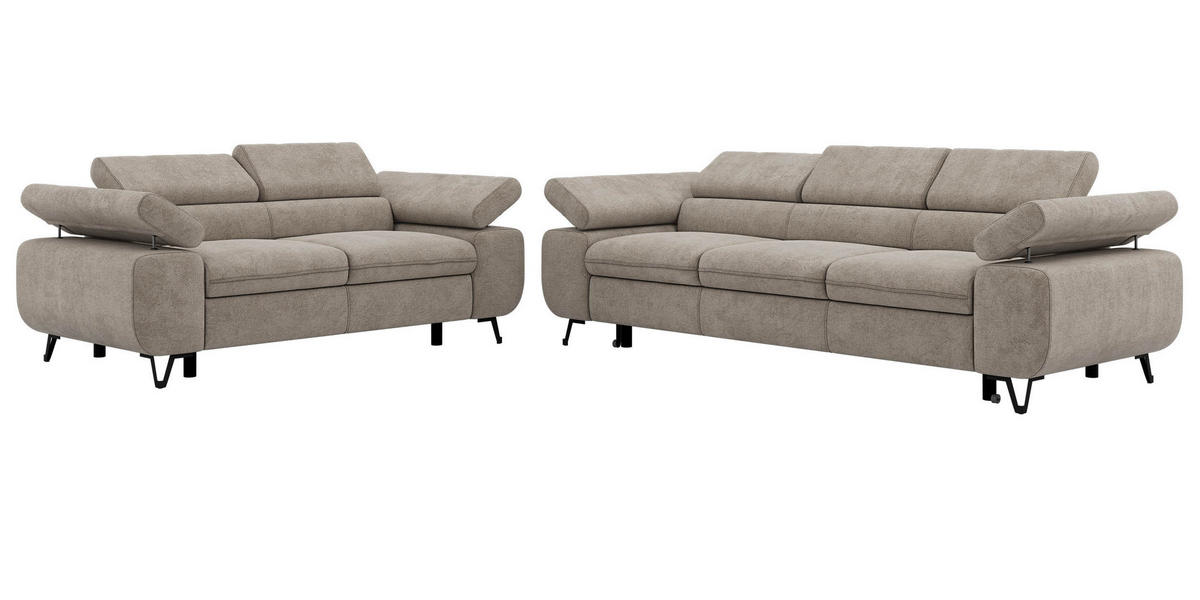 SEDACÍ SOUPRAVA PETERS 2+3 - Šedobéžová Strukturovaná látka - černá/šedobéžová, kov/textil (262/76/99cm) - MKS
