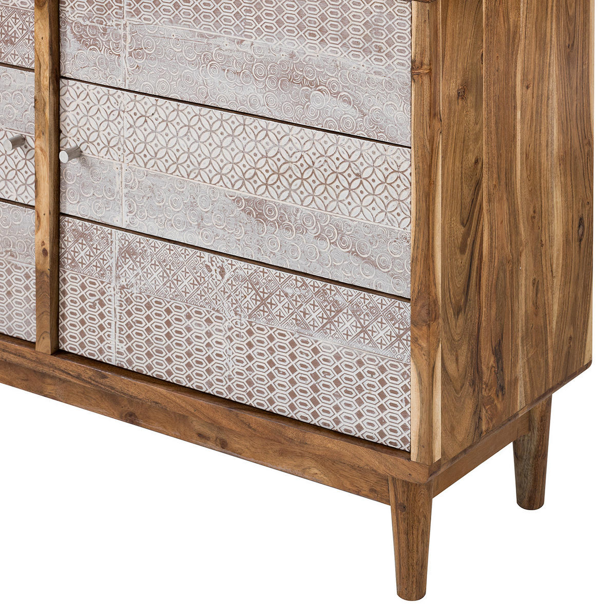 KOMMODE - Akazie massiv / Metall - Akaziefarben, Holz (118/77/40cm) - home24