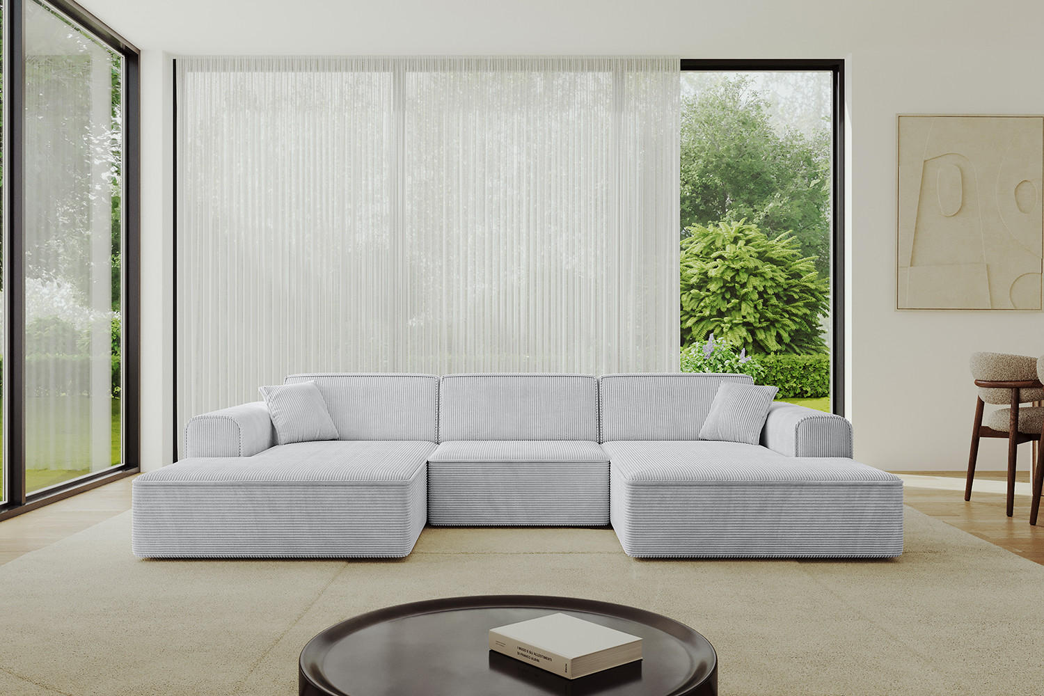 WOHNLANDSCHAFT IREA-U1-v3 - 303x171x79 cm Grau - Grau, Holzwerkstoff/Textil (303/79/171cm) - ALTDECOR