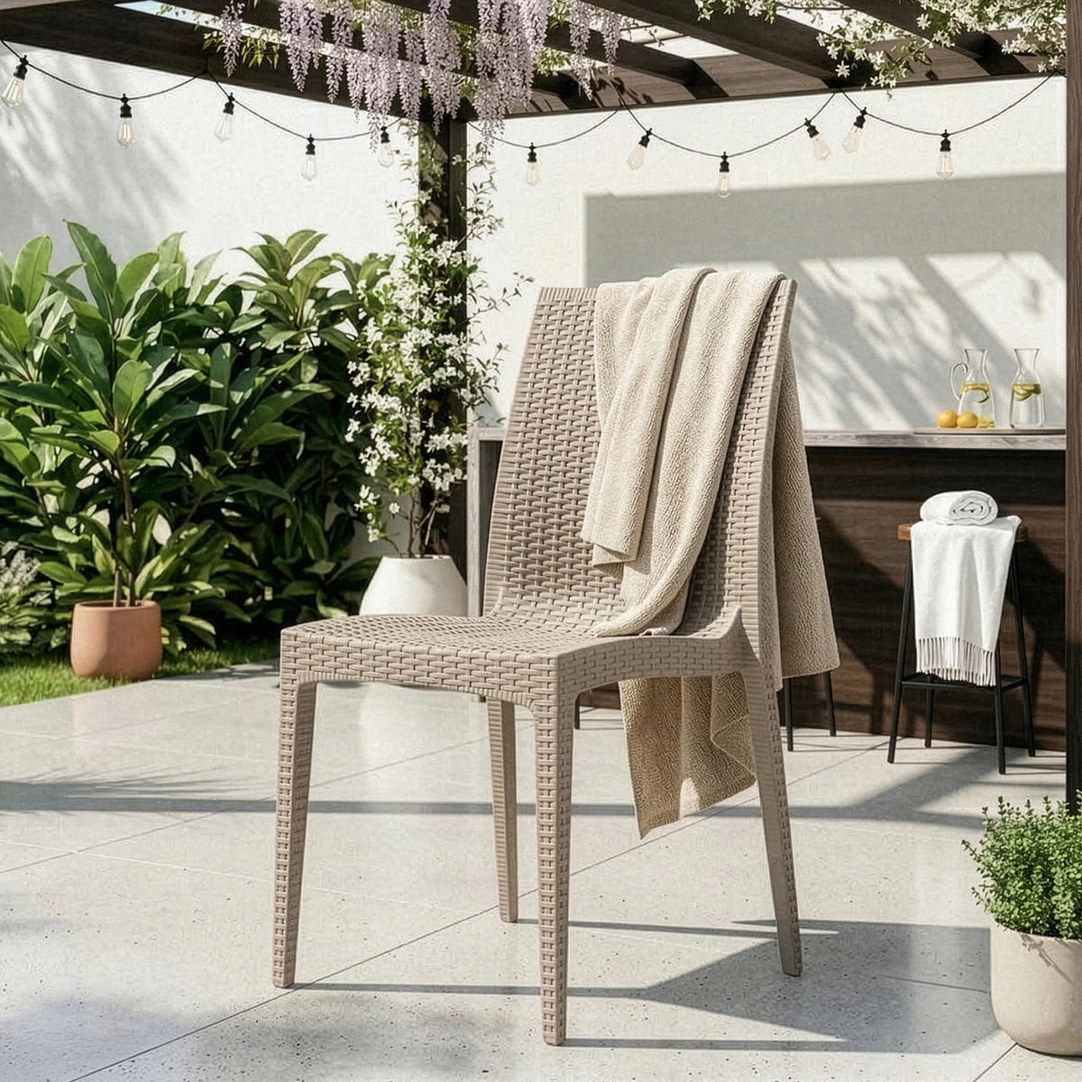 GARTENSTUHL ETULI 4-tlg, Beige - Beige, Kunststoff (48/88/50cm) - KONSIMO®