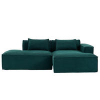 ECKSCHLAFSOFA L-/U-/2-er Sofa mit Schlaffunktion,Modulsofa,Cord,Grün - Grün, Textil (129/233cm) - LVHOM
