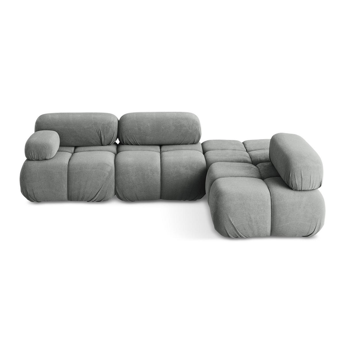 ECKSOFA Rechts Chenille Stoff Grau - Blau/Schwarz, Kunststoff/Textil (285/190cm) - LaMiaSofa