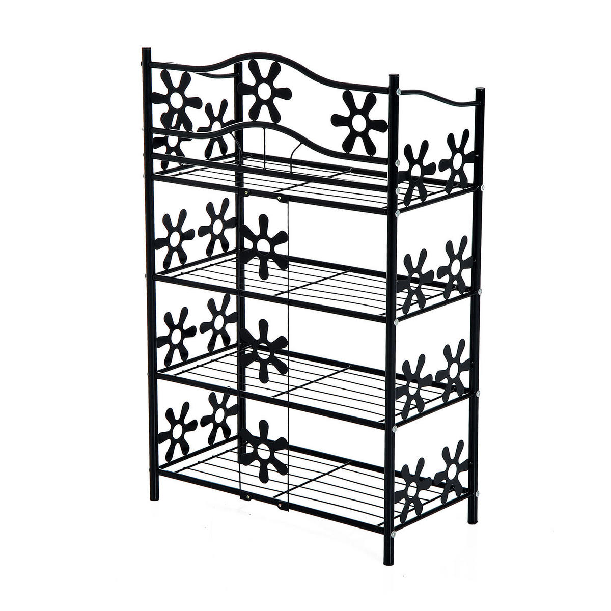 SCHUHREGAL, 4 Etagen, Metall, Schwarz, 59,5 x 30 x 92 cm - Schwarz, Metall (30/92/595cm) - HOMCOM