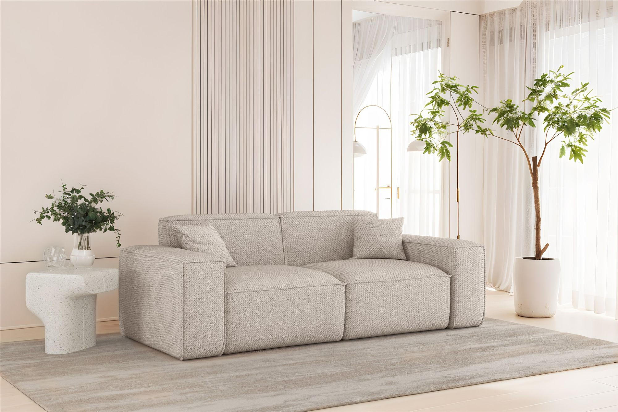 SOFA 2-sitzer Celes Premium In Artico - Creme, Holzwerkstoff/Textil (182/73/90cm) - Fun Möbel