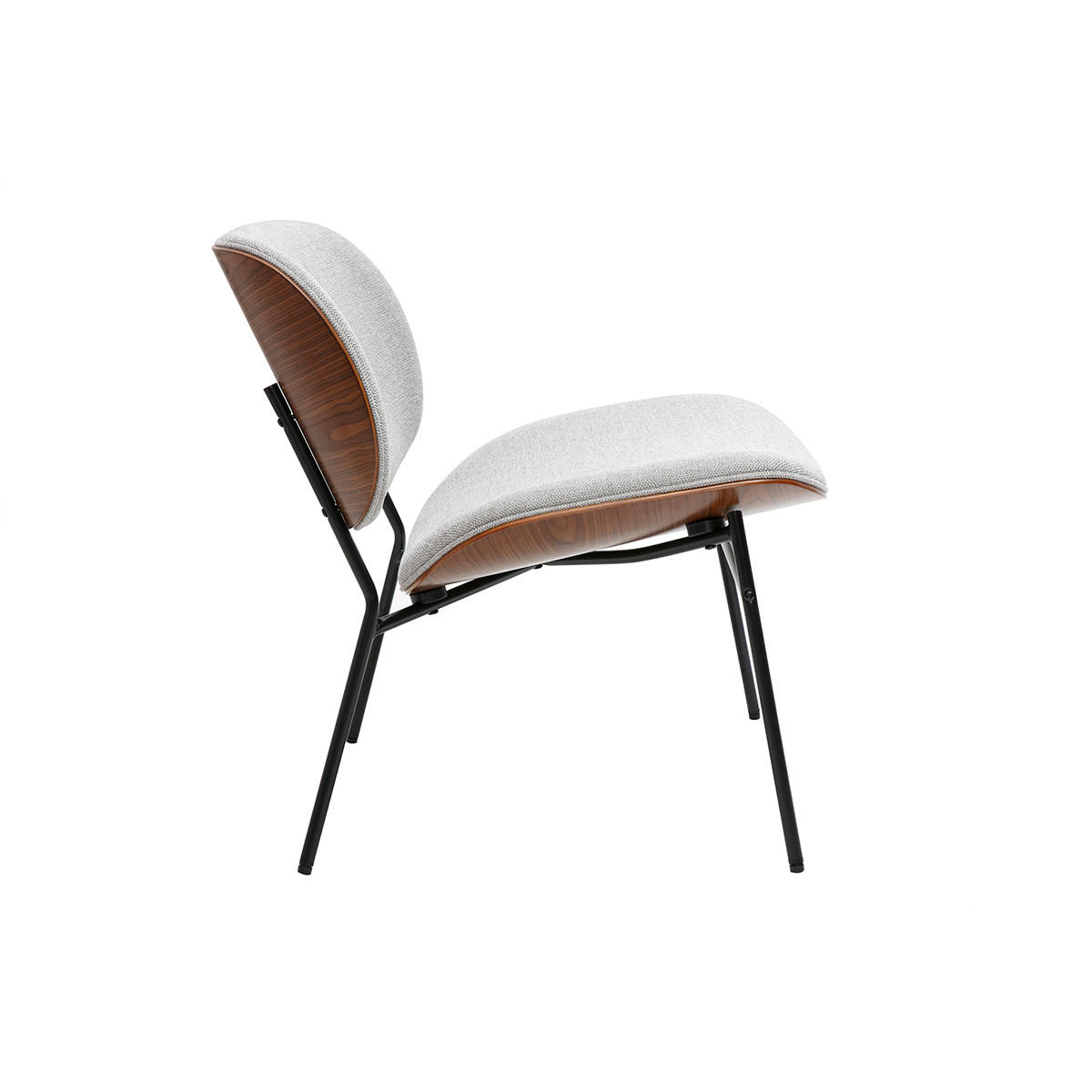 SESSEL Stoff Samt Struktur Grau Metall Schwarz SHELBY - Grau, Textil (67/68/61cm) - Miliboo