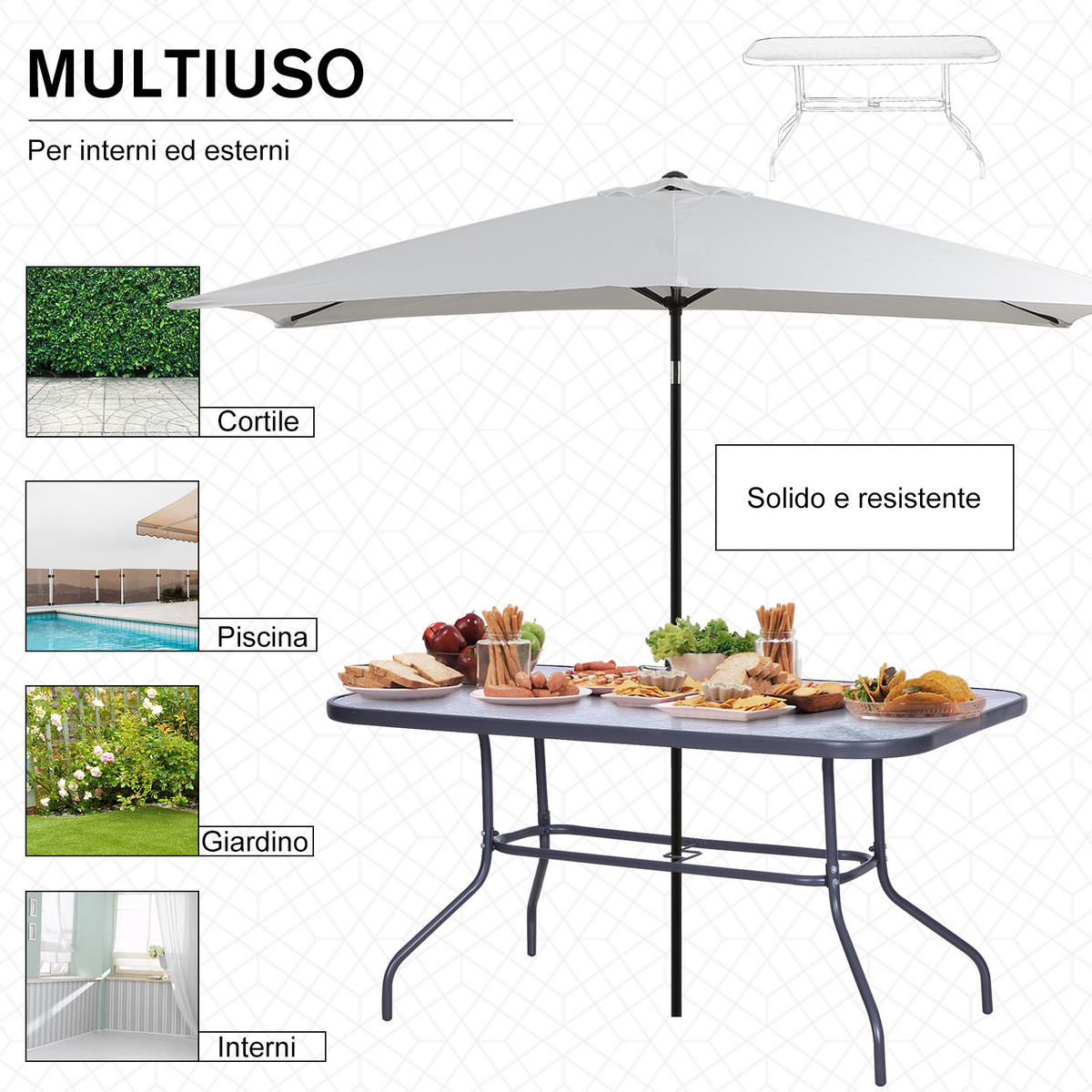 GARTENTISCH,GRAU,1 Stück - Grau, Metall (140/80/70cm) - GiPP