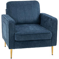 SESSEL DE-13399 mit goldenen Stahlfüßen & Seitentaschen Blau - Blau, Textil (84/87/81cm) - ComfortXL