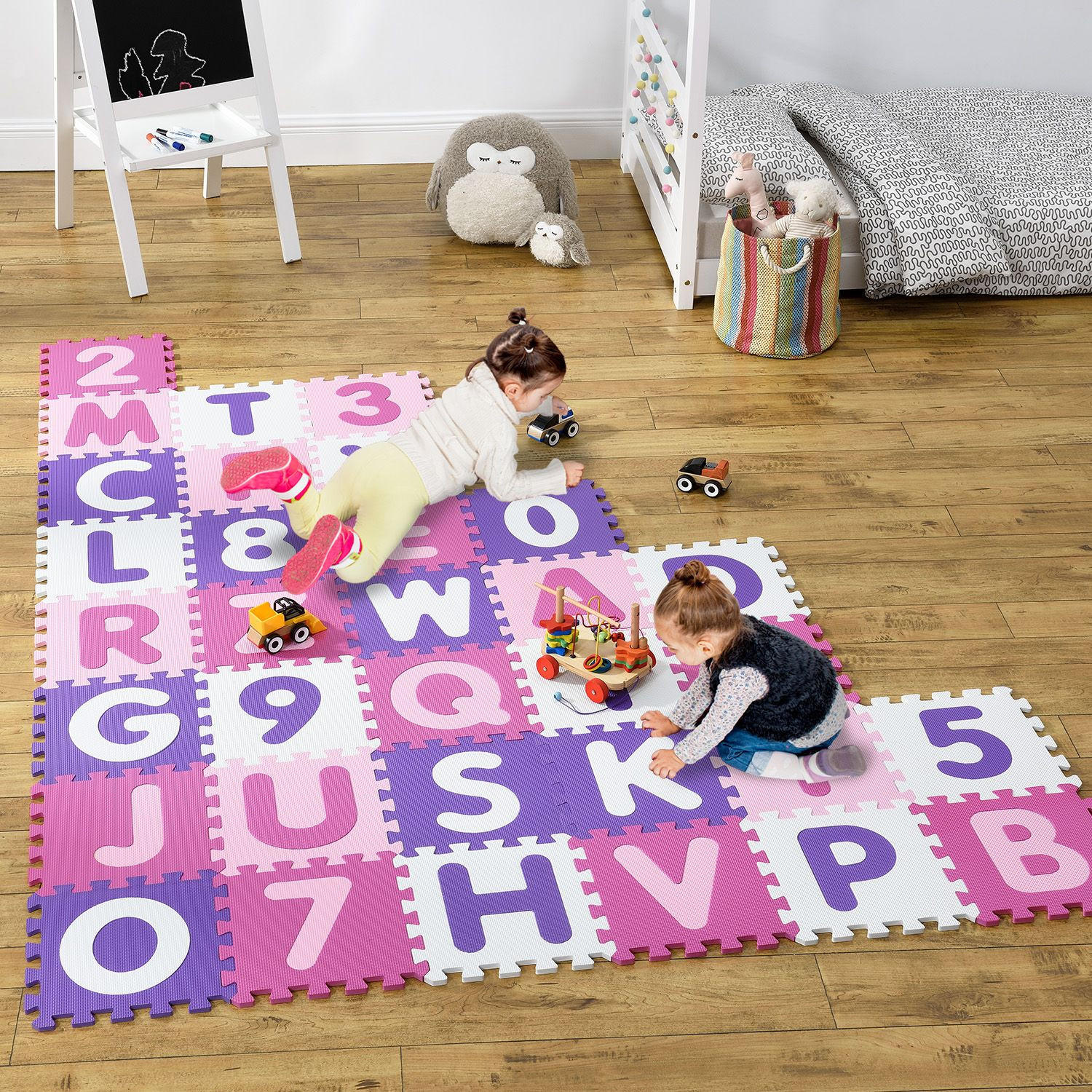 KINDER PUZZLEMATTE Juna (36 Teile) - Rosa, Kunststoff (189/1/189cm) - Juskys