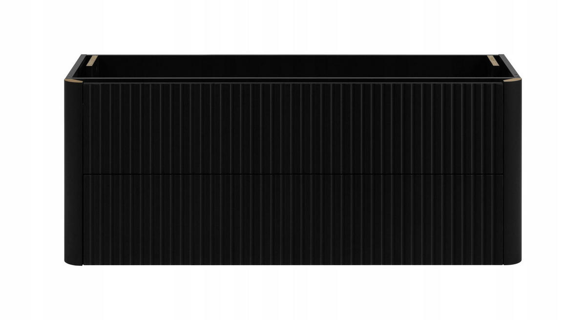 WASCHBECKENUNTERSCHRANK LINEA hängend geriffelt Schwarz matt 120/48/44 cm - Schwarz, Holzwerkstoff (120/48.4/43.7cm) - Rodan