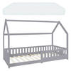 KINDERBETT mit Dach und Matratze 90x200 cm Hellgrau - Hellgrau, Holz (90/200cm) - ML-DESIGN