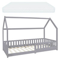 KINDERBETT mit Dach und Matratze 90x200 cm Hellgrau - Hellgrau, Holz (90/200cm) - ML-DESIGN