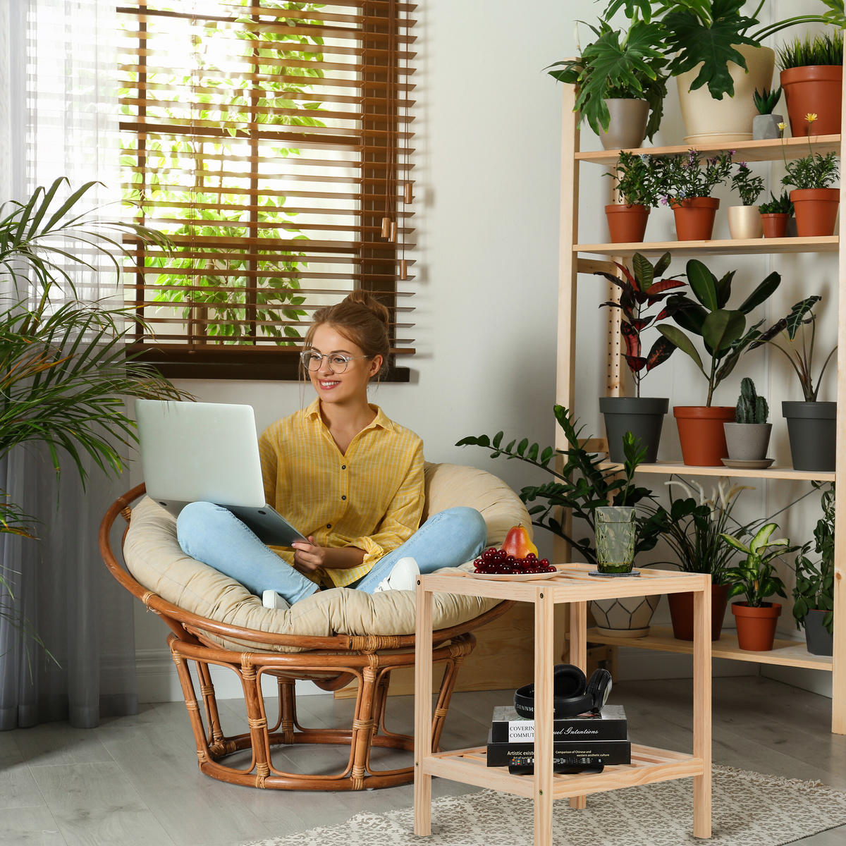 BEISTELLTISCH - Hellbraun, Holz (40/40/50cm) - Relaxdays