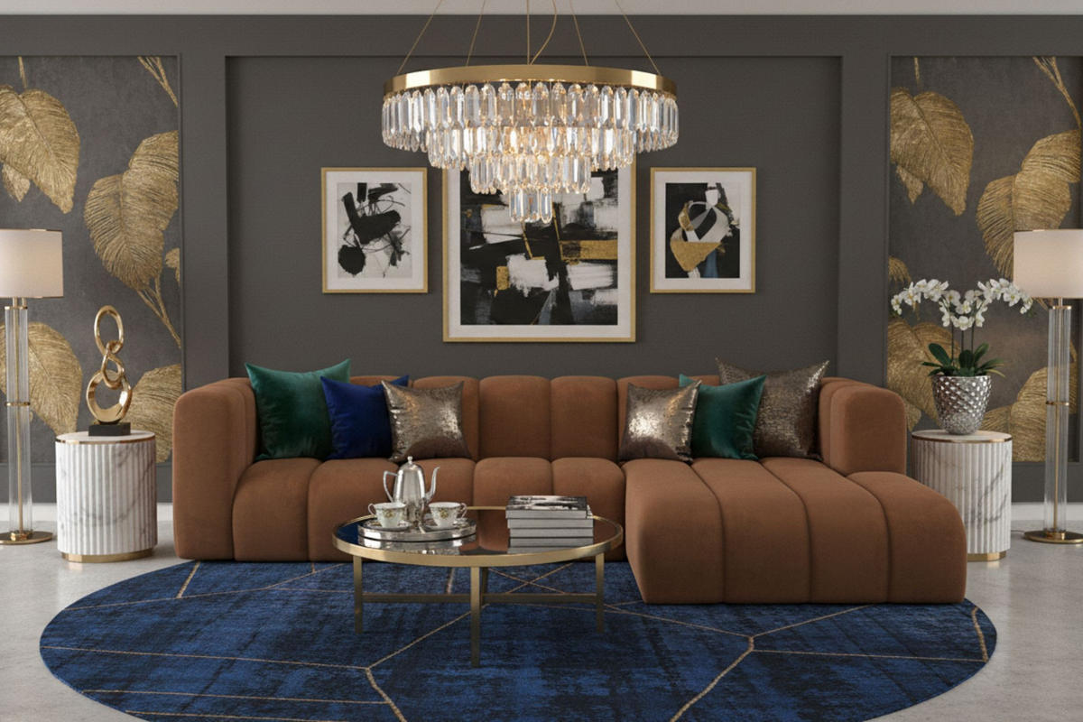 ECKSOFA L-Form Grand L 287 cm, Veloursstoff Salvador, Dunkelbraun, Rechts - Dunkelbraun, Holz (287/179cm) - Kaiser Möbel