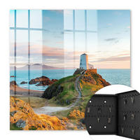 SCHLÜSSELBOX Schwarz 30x30 cm- Türöffnung nach rechts - Leuchtturm - Blau, Metall (30/30/5cm) - TULUP
