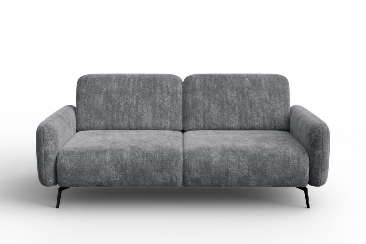 SOFA FEBE 3-Sitzer, grauer Chenille-Stoff - Schwarz/Grau, Holz/Textil (190/82/96cm) - Wozimo