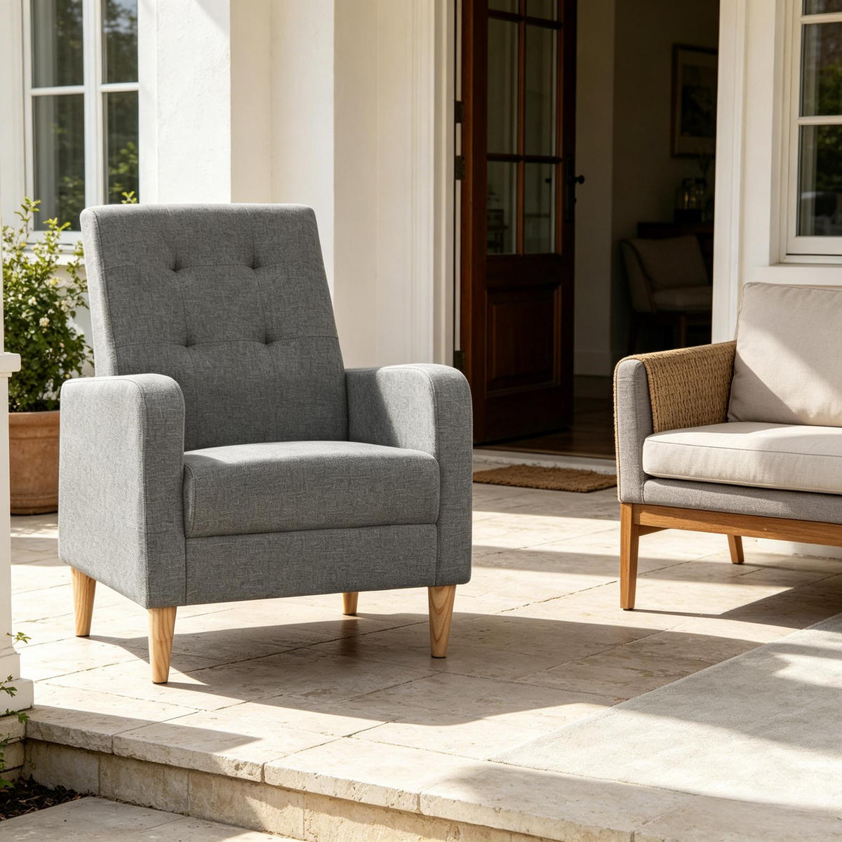 SESSEL 1-Sitzer mit hoher Rückenlehne, DE-42157, Dunkelgrau - Dunkelgrau, Holzwerkstoff (61/90.5/54cm) - ComfortXL