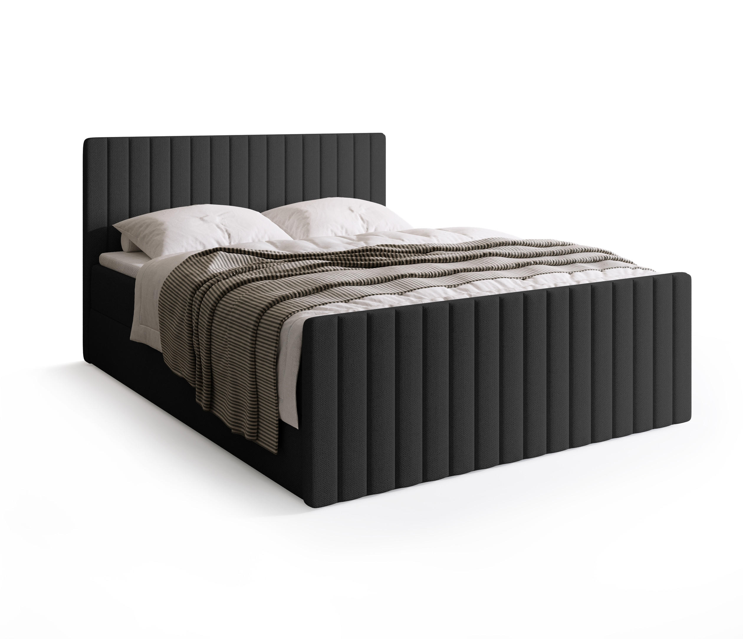 BOXSPRINGBETT Dream Duo mit Topper 140/200 Dunkelgrau - Dunkelgrau, Kunststoff (140/200cm) - Bromarkt