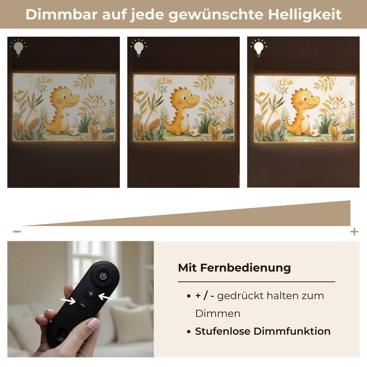 NÁSTĚNNÁ LAMPA S AKUMULÁTOREM Dino - Fotbal - Orange 100x70 cm - béžová, kompozitní dřevo (100/70/8cm) - OnlyWow
