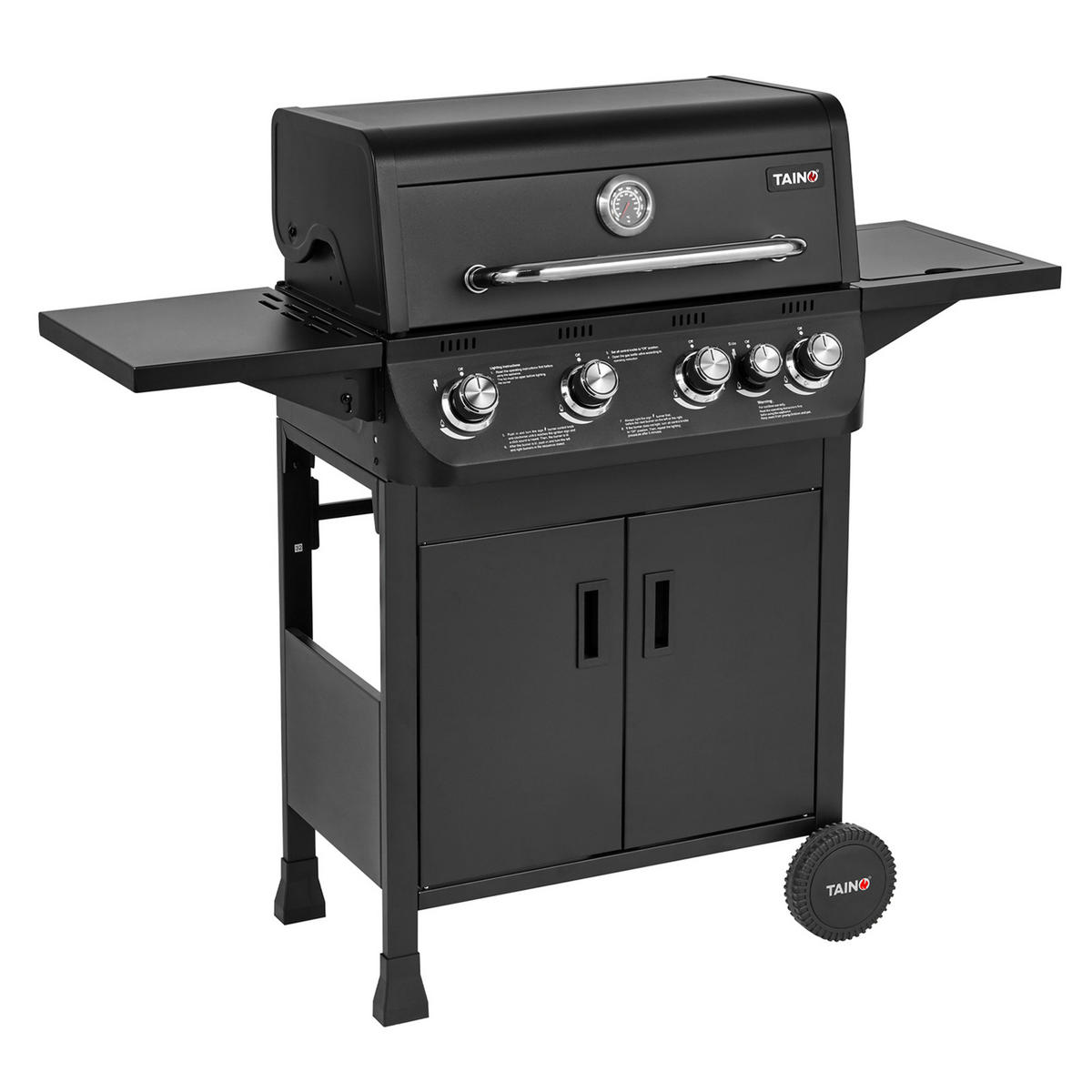 GASGRILL Brando 4+1 4 Brenner mit Seitenkocher - Schwarz, Metall (124.5/109/52cm) - TAINO