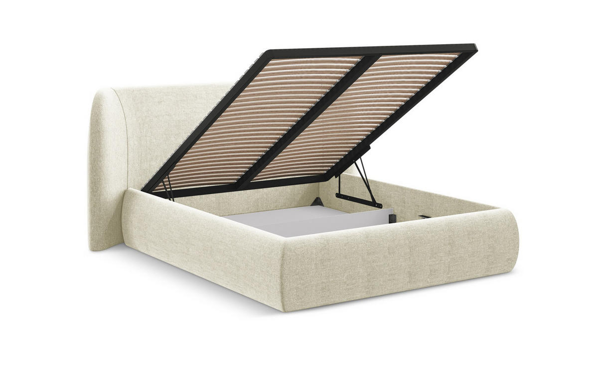 POLSTERBETT mit Bettkasten und Lattenrost 230x215 Blau - Blau/Schwarz, Kunststoff/Textil (180/200cm) - Makamii