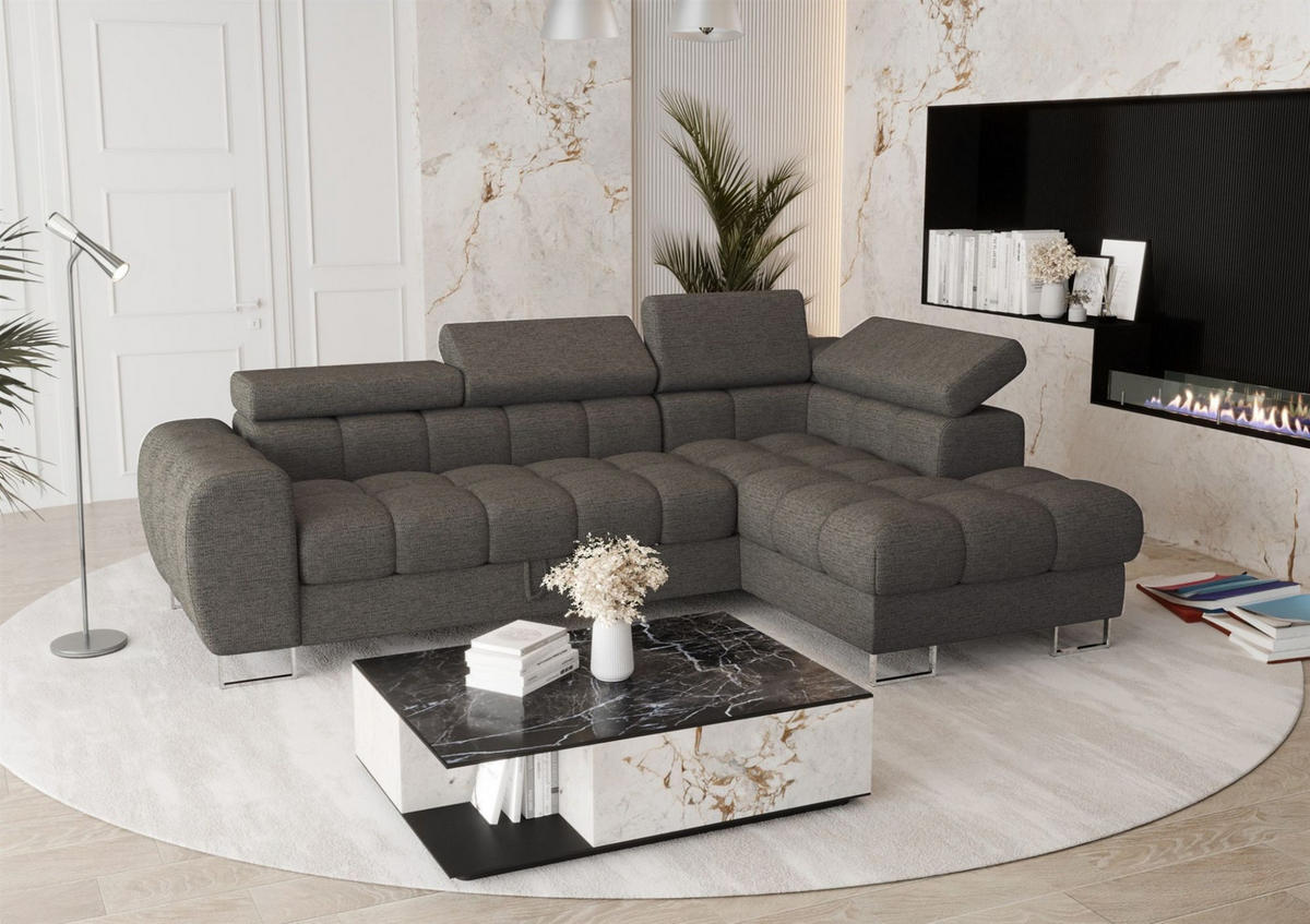 ECKSOFA Bastien Mit Schlaffunktion - Dunkelgrau, Holzwerkstoff/Textil (260/170cm) - Fun Möbel