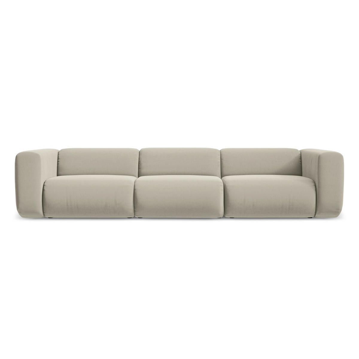 4-SITZER-SOFA Samt Stoff Creme - Perlmutt/Creme, Kunststoff/Textil (319/70/89cm) - LaMiaSofa
