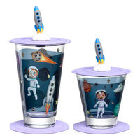 KINDERBECHER Bambini Avventura Weltall 215 ml & 300 ml 2er Set - Blau, Glas (0.001L) - Leonardo Living
